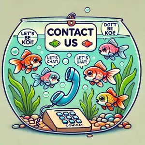 phone in a fish tank with fish saying contact us