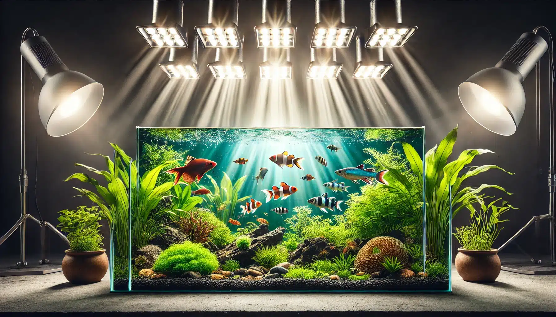 How Long Should Aquarium Lights Be On? - fish tank with excess lighting