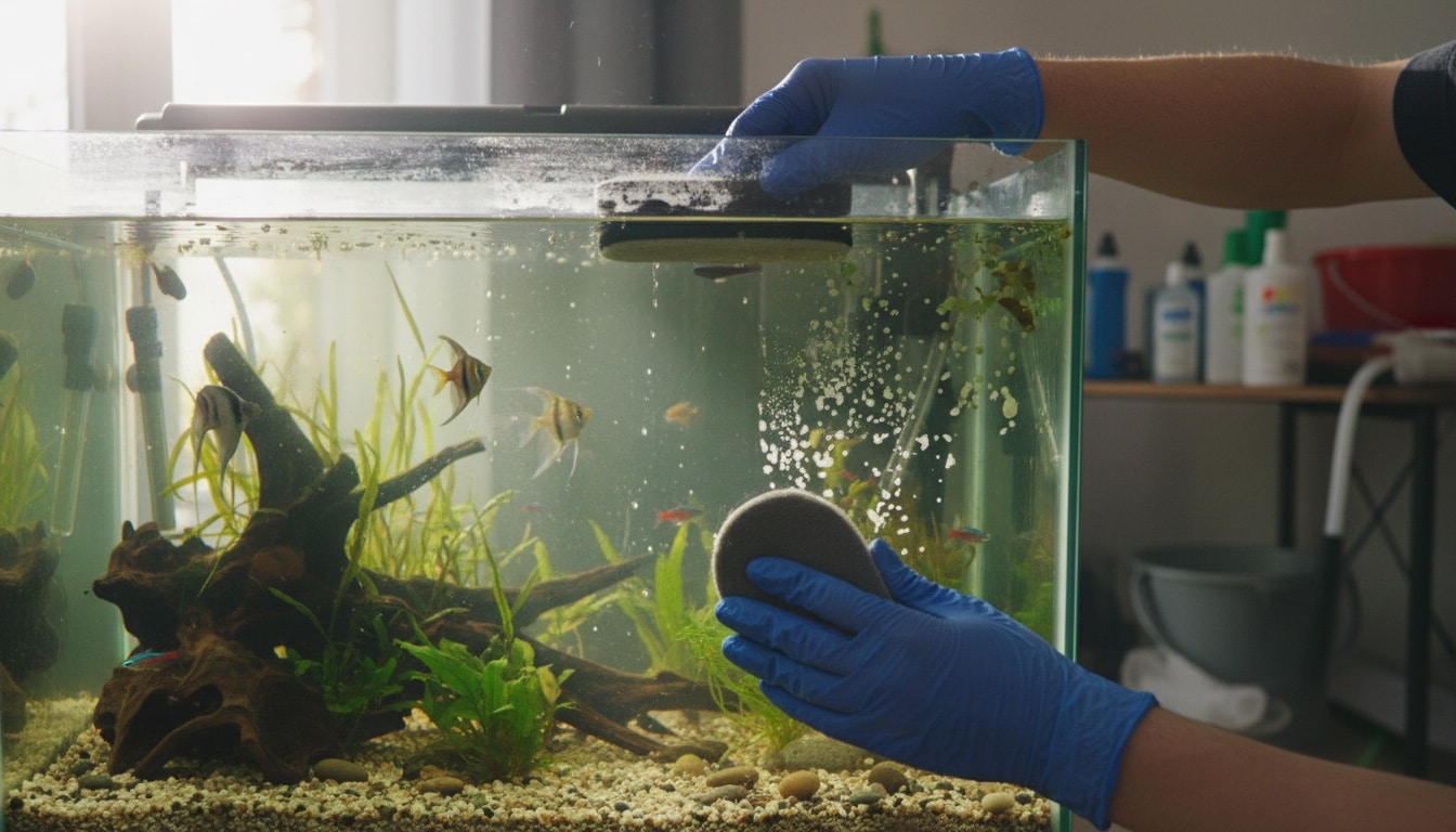how to clean fish tank glass