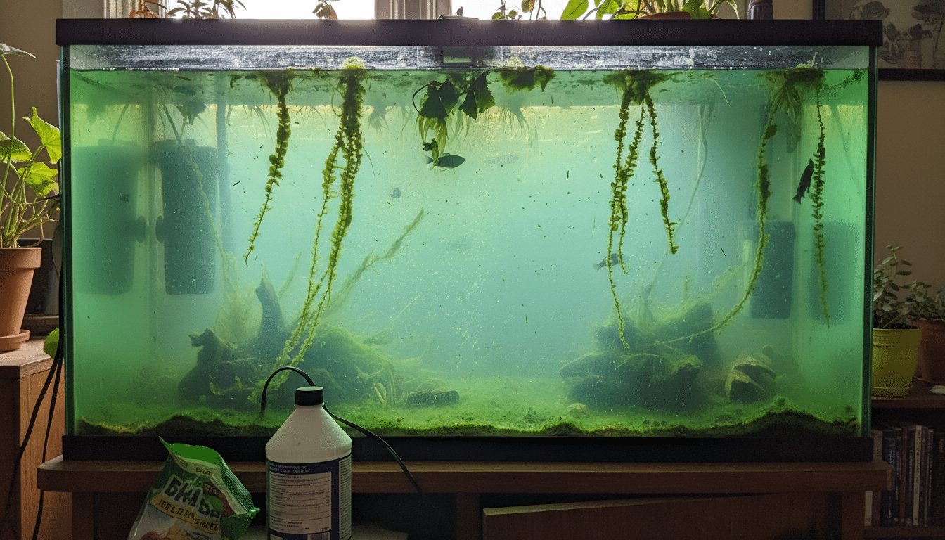 why a fish tank turns green