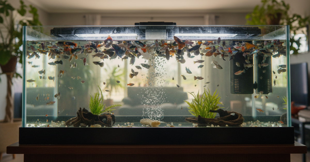 when fish go to the top of the tank