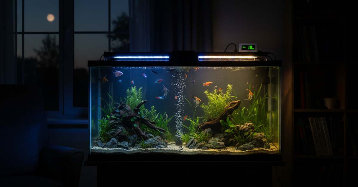 are fish tank lights supposed to be on all the time